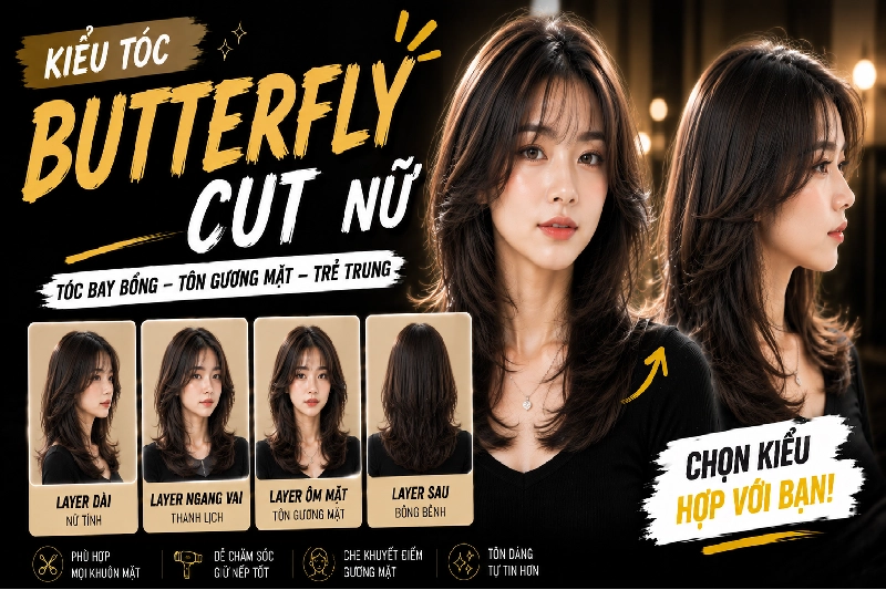 Kiểu Tóc Butterfly Cut – ảnh kiểu tóc thực tế