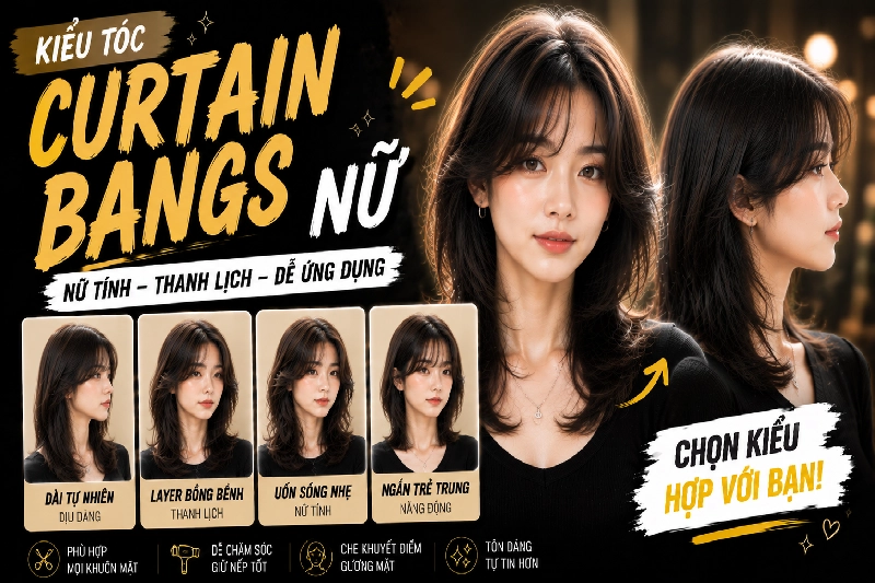 Kiểu Tóc Curtain Bangs – ảnh kiểu tóc thực tế