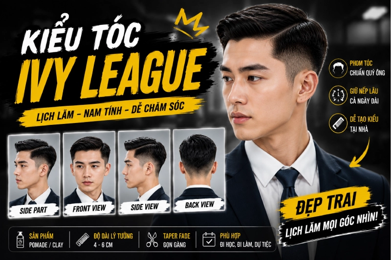 Kiểu Tóc Ivy League – ảnh kiểu tóc thực tế