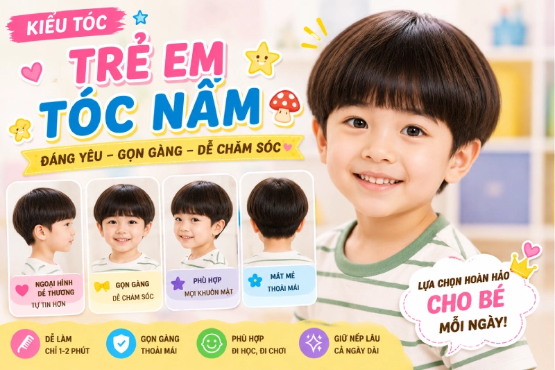 Kiểu Tóc Nấm Trẻ Em – ảnh kiểu tóc thực tế