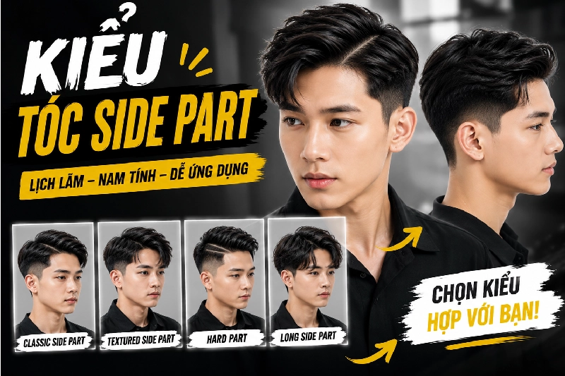 Kiểu Tóc Side Part – ảnh kiểu tóc thực tế
