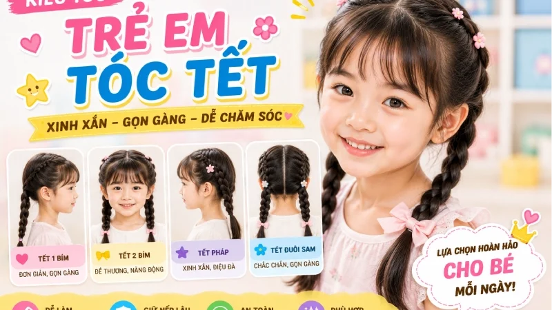 Kiểu tóc tết trẻ em - kiểu tóc salon