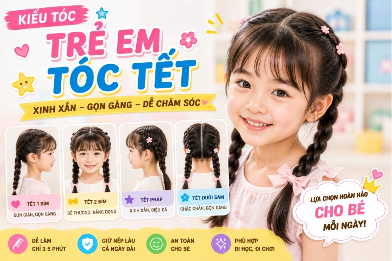 Kiểu tóc tết trẻ em – ảnh kiểu tóc thực tế