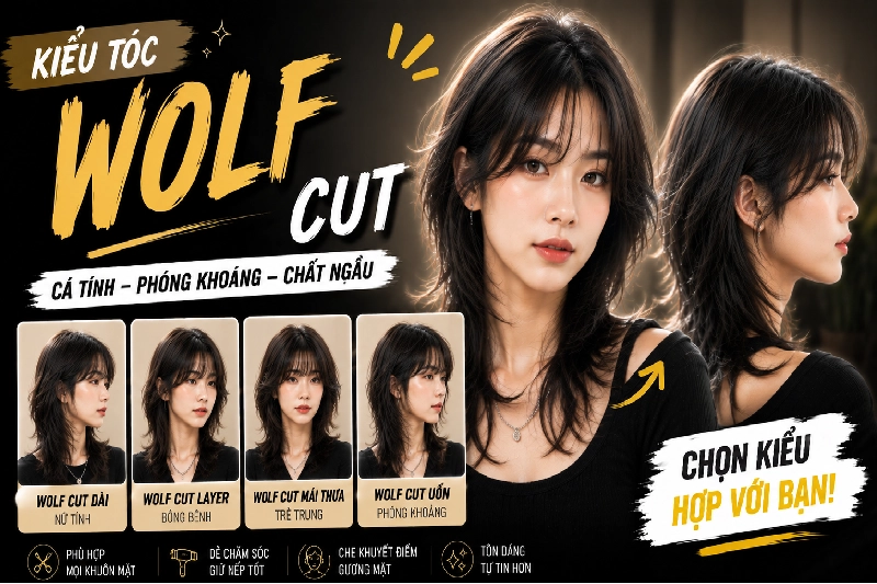 Kiểu Tóc Layer Wolf Cut – ảnh kiểu tóc thực tế