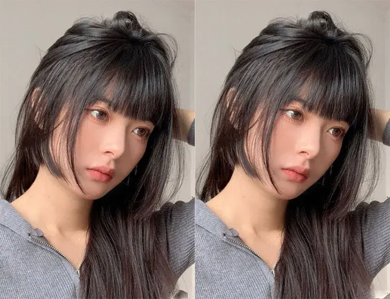 Phong cách K-beauty Kiểu tóc Hime Cut nữ Hàn Quốc curtain bangs đẹp Kiểu tóc Hime Cut nữ Hàn Quốc xu hướng hot