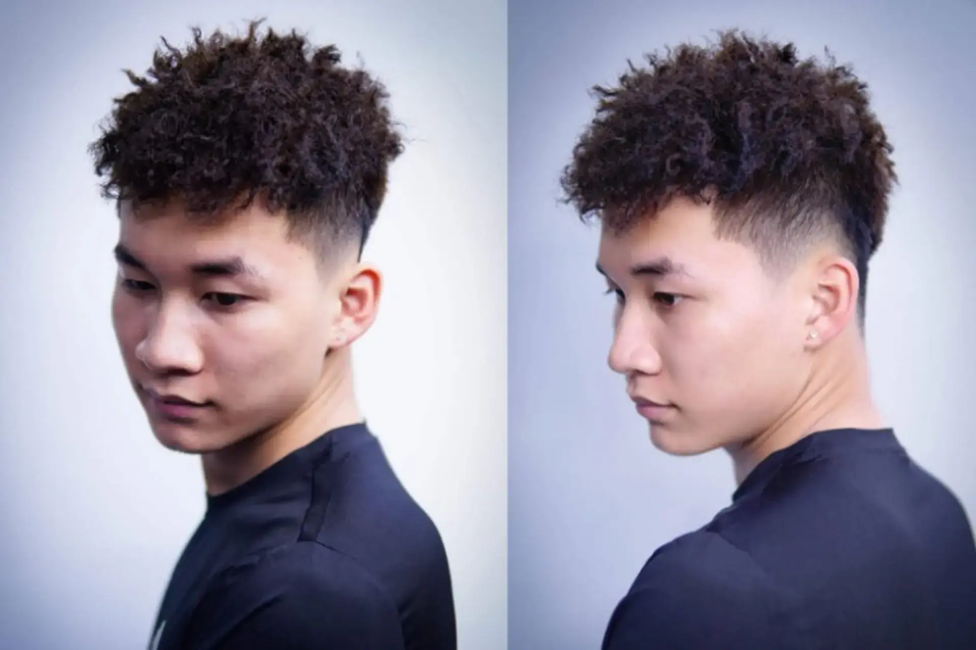 Phong cách tóc uốn Kiểu tóc Mohican nam uốn con sâu tự nhiên Form tóc Kiểu tóc Mohican nam uốn con sâu sóng mềm đẹp