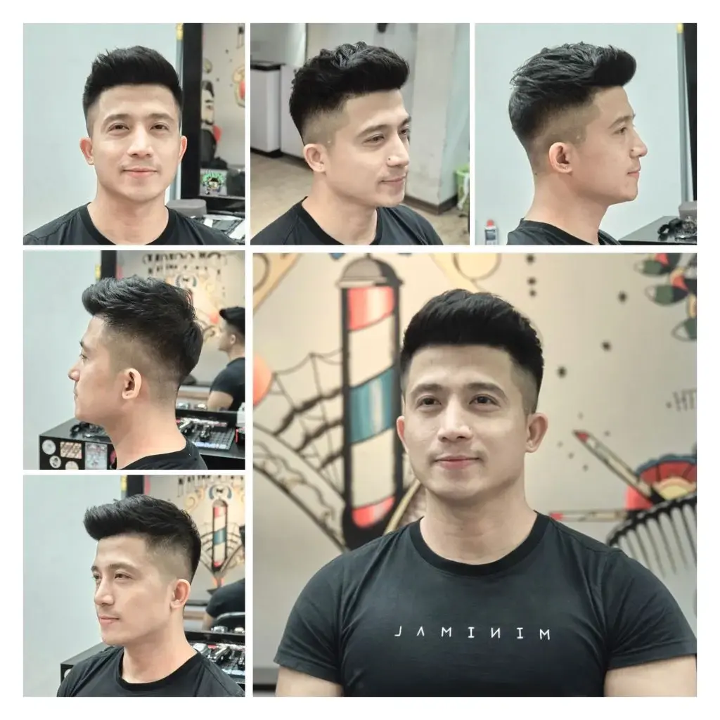 Form tóc Quiff nam cổ điển gọn sắc nét