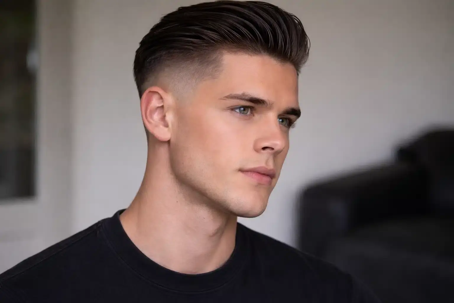 Xu hướng tóc Slick Back Fade mid fade gọn