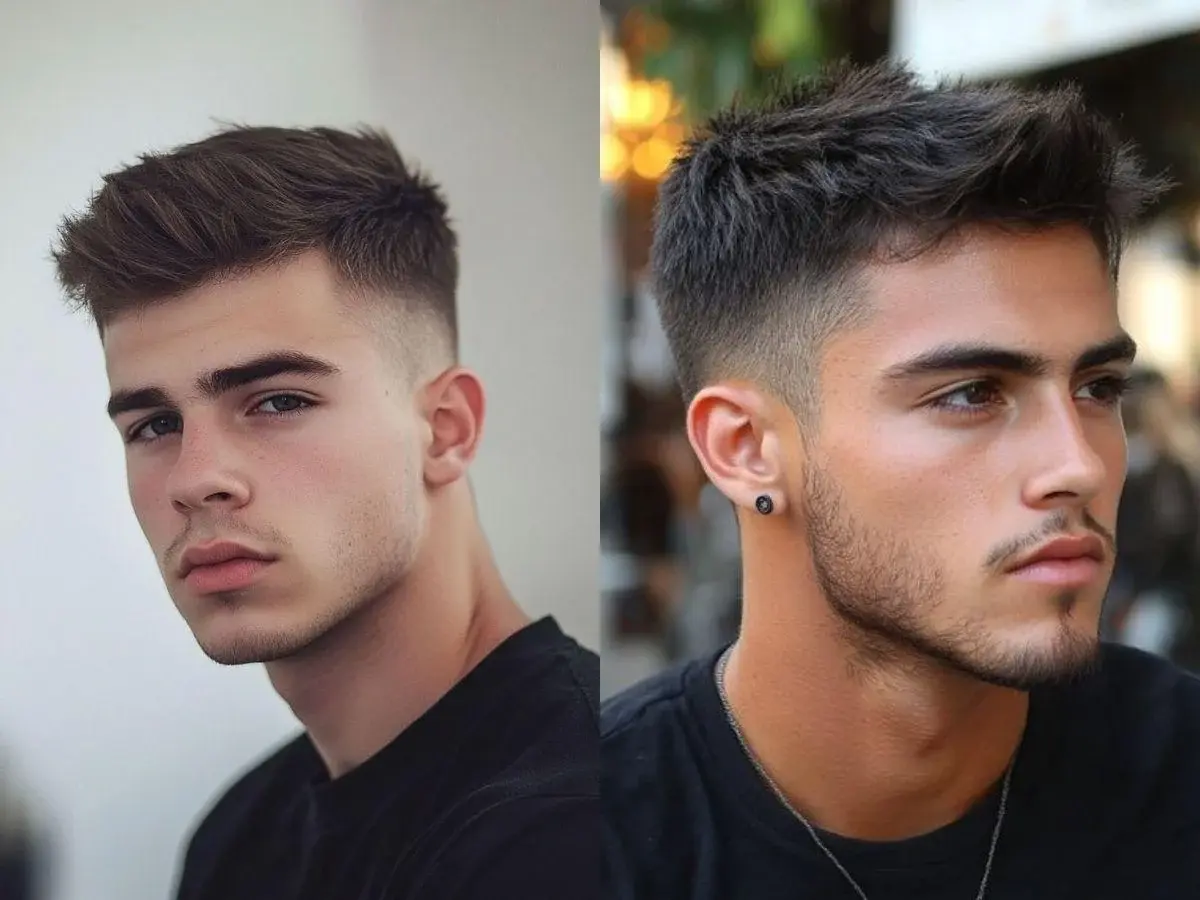 Mẫu tóc Textured Quiff nam fade cá tính
